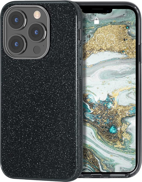 Apple iPhone 13 Pro Hoesje - Zwart - Glitter MagSafe Back Cover