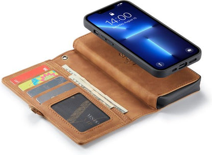 Apple iPhone 13 Hoesje - Sienna Brown - Luxe 2 in 1 Bookcase met 10 Kaart Vakken en Polskoord