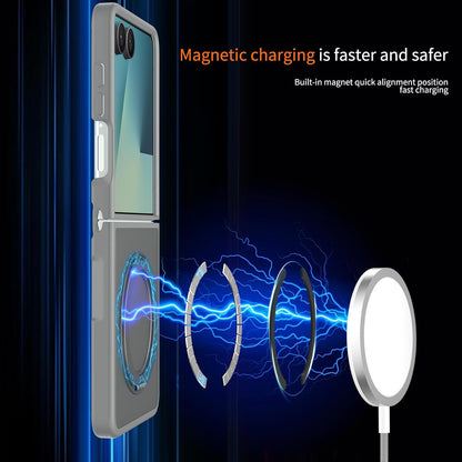Samsung Galaxy Z Flip8 Hoesje - Grijs met Kickstand - Matte Armor MagSafe Back Cover met Kickstand