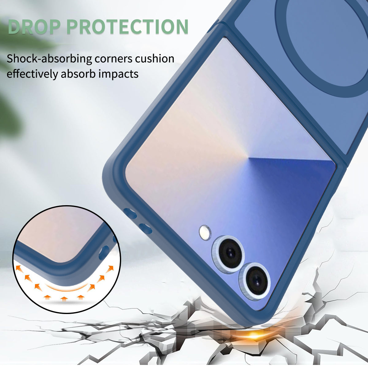 Samsung Galaxy Z Flip8 Case - Dark Blue - Matte Armor MagSafe Back Cover