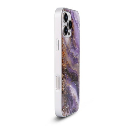 Apple iPhone 16 Pro Hoesje - Paars - Marmer MagSafe Back Cover