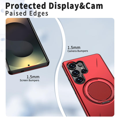 Samsung Galaxy S26 Ultra Hoesje - Rood - Siliconen Ring Kickstand Back Cover