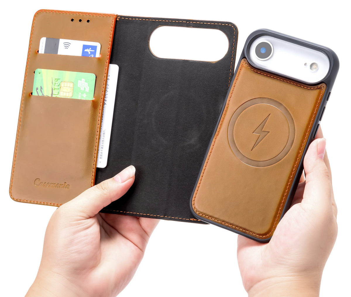 Apple iPhone Air Hoesje - Sienna Brown - Echt Leren MagSafe Bookcase