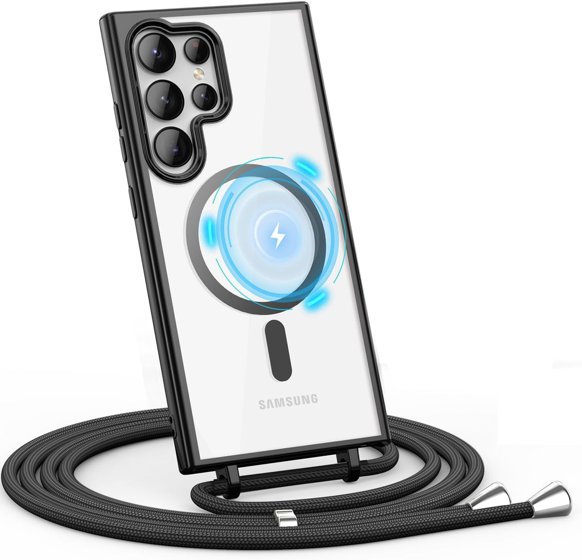 Samsung Galaxy S26 Ultra Hoesje - Zwart - Siliconen MagSafe Back Cover met Telefoonkoord