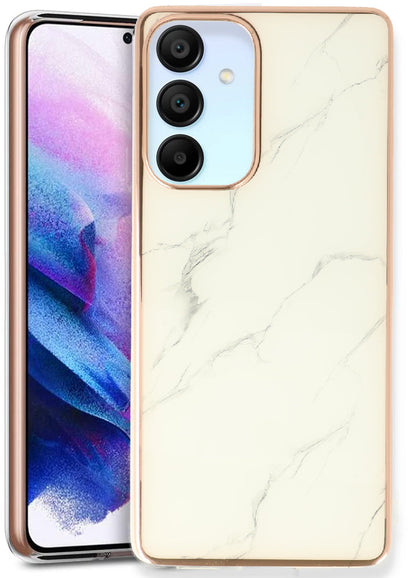 Samsung Galaxy A15 Hoesje - Wit - Siliconen Marmer Back Cover