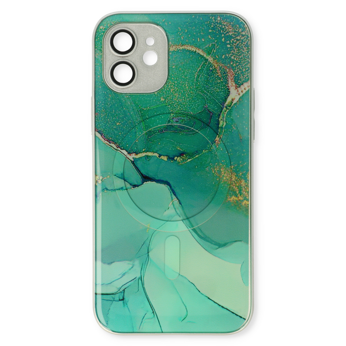 Apple iPhone 12 Hülle - Blau - Silikon-Marmor-MagSafe-Backcover