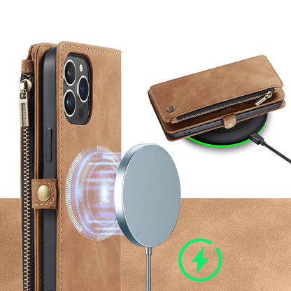 iPhone 15 Hoesje - Sienna Brown - Luxe MagSafe Bookcase met Rits