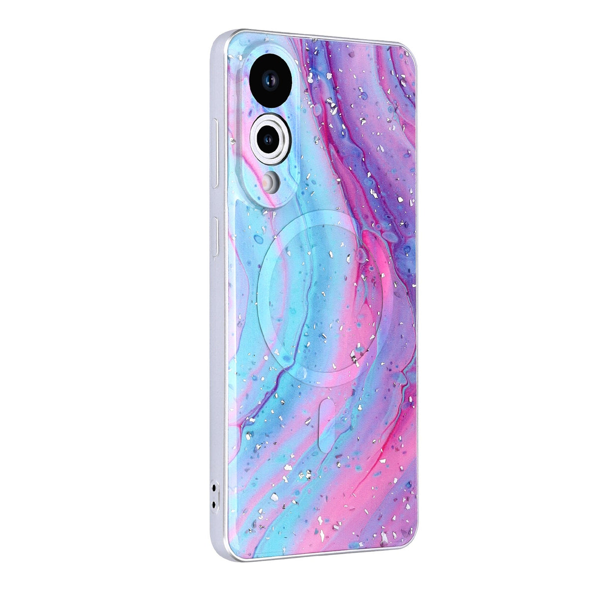 Samsung Galaxy S25 Edge Hülle - Unicorn - Marmor-Glitzer-MagSafe-Backcover