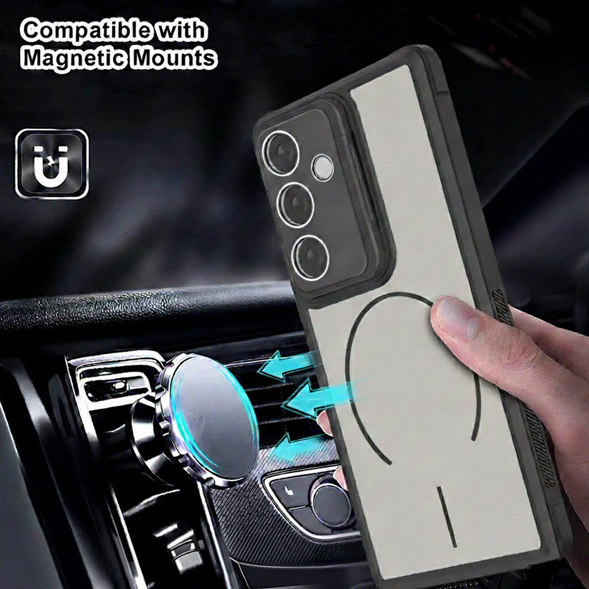 Samsung Galaxy S26 Hoesje - Zwart - Matte Armor MagSafe Back Cover met Kickstand