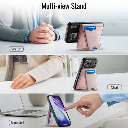 Coque Apple iPhone 18 Pro Max - Rose Pâle - Étui arrière MagSafe en similicuir de luxe avec porte-cartes