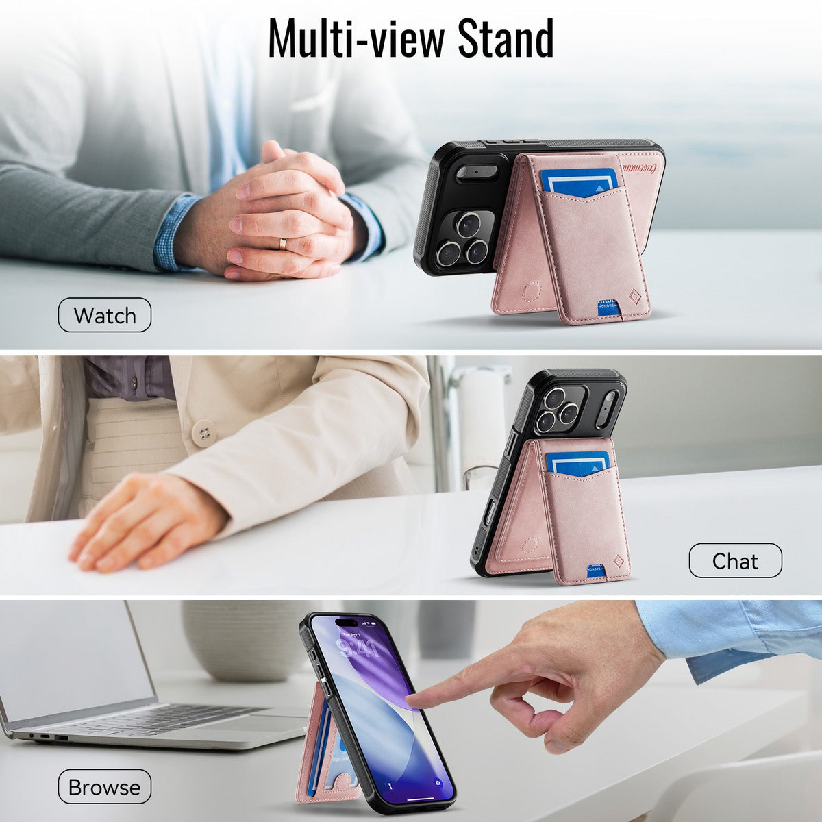 Apple iPhone 18 Pro Hoesje - Pale Pink - Luxe Kunstleren MagSafe Back Cover met Pasjeshouder