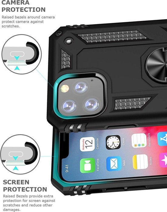 Apple iPhone 11 Pro Hoesje - Zwart - Armor Kickstand Back Cover