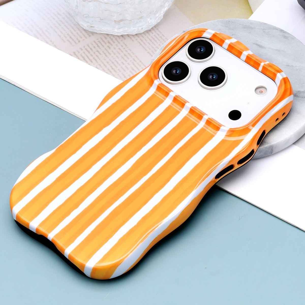 Apple iPhone 18 Pro Case - Orange - Wave Edge Back Cover