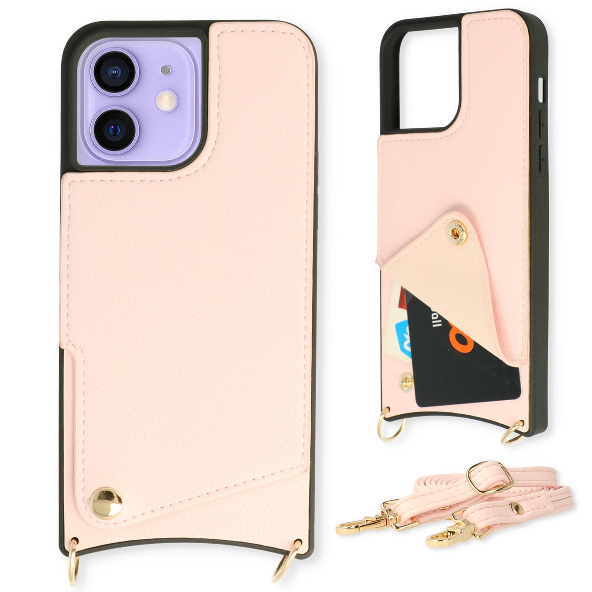 Apple iPhone Xs Hoesje - Roze - Back Cover met Pols Bandje en Telefoonkoord