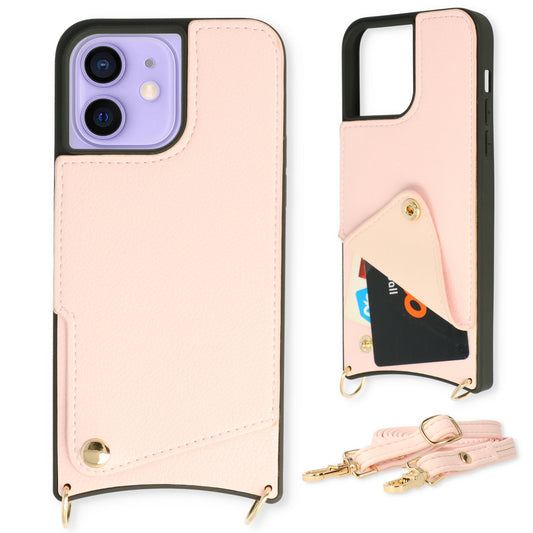 Apple iPhone Xs Hülle - Rosa - Backcover mit Handschlaufe und Handykette
