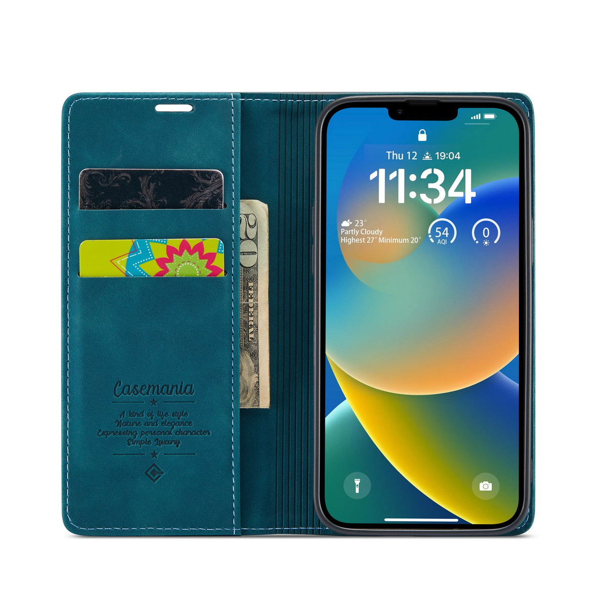 Apple iPhone 15 Plus Hoesje - Emerald Green - Dunne Bookcase