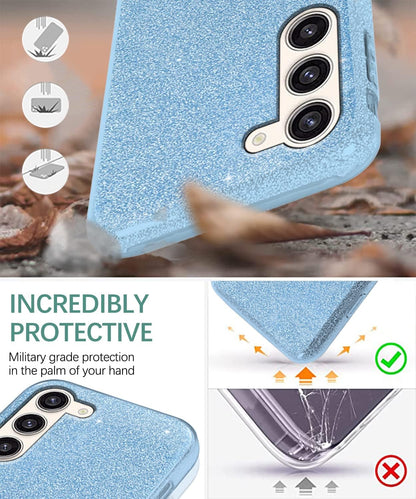 Coque Samsung Galaxy S24 - Bleu - Étui arrière à paillettes