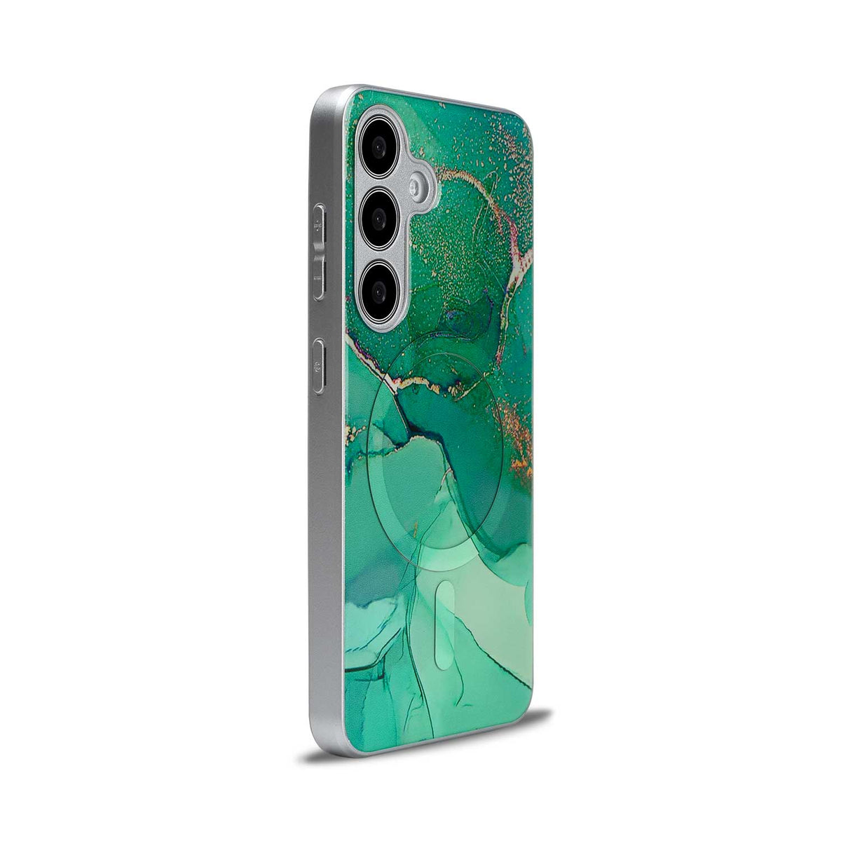 Samsung Galaxy S24 Hoesje - Blauw - Siliconen Marmer MagSafe Back Cover