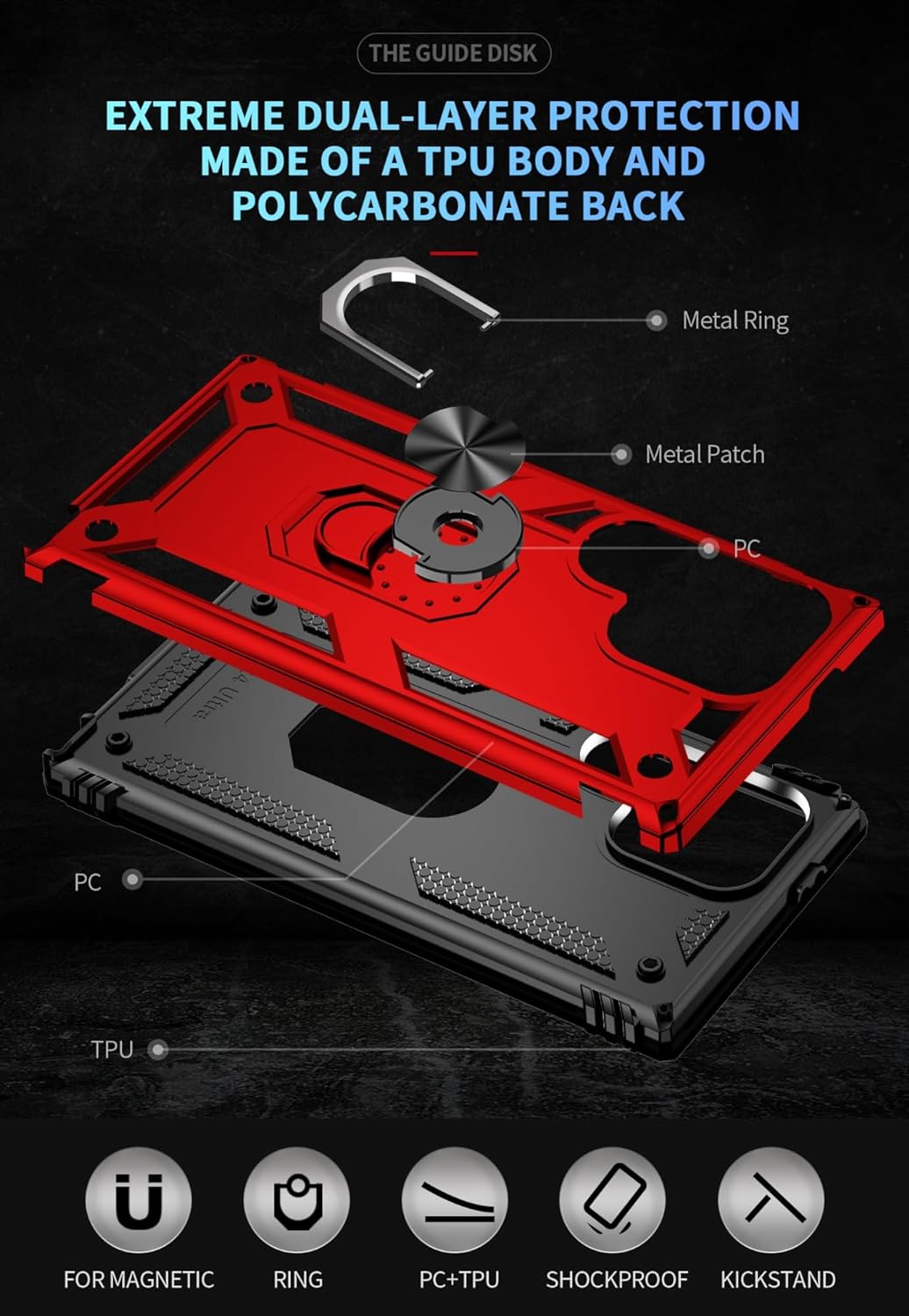Samsung Galaxy S24 Ultra Hoesje - Rood - Armor Kickstand Back Cover
