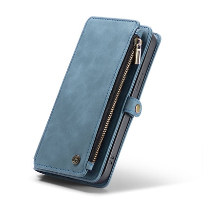 Apple iPhone 15 Pro Case - Aqua Blue - Luxury MagSafe Wallet Case with Zipper and Phone Strap