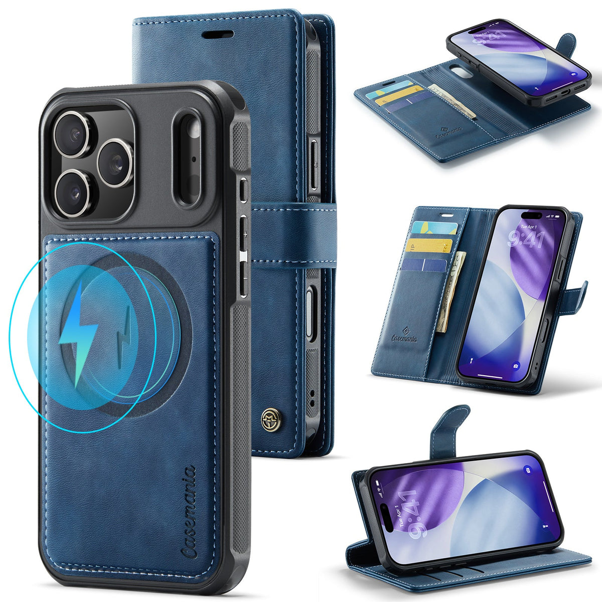 Apple iPhone 18 Pro Hoesje - Navy Blue - Luxe 2 in 1 MagSafe Bookcase