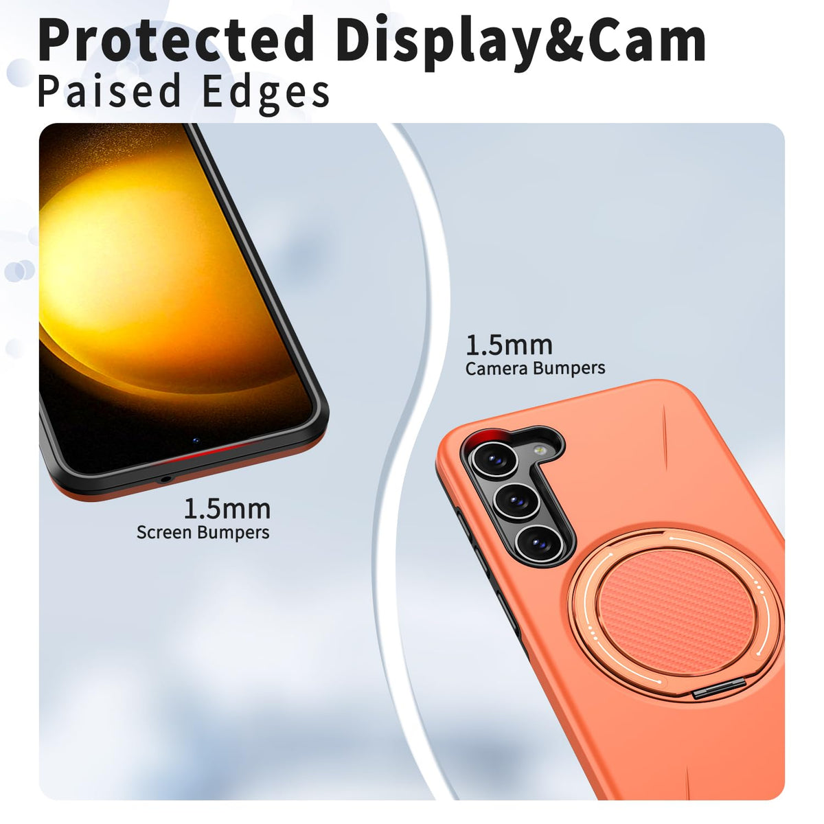 Samsung Galaxy S26 Hoesje - Oranje - Siliconen Ring Kickstand Back Cover