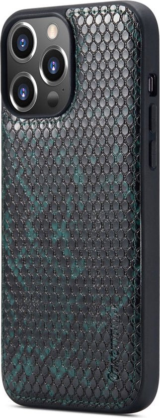Apple iPhone 13 Pro Case - Green - Luxury Snake Print Wallet Case