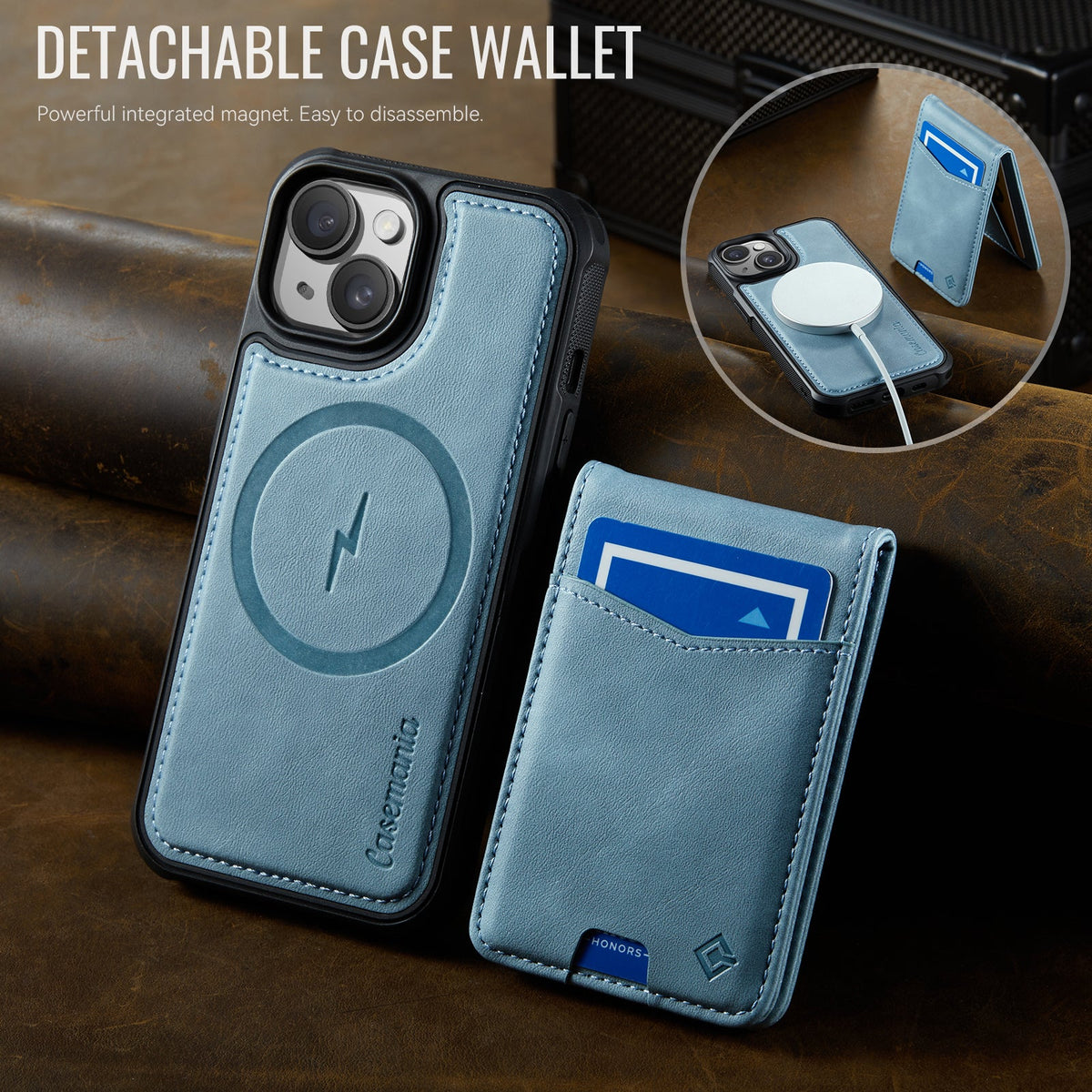 Apple iPhone 14 Hoesje - Aqua Blue - MagSafe Back Cover met Pasjeshouder