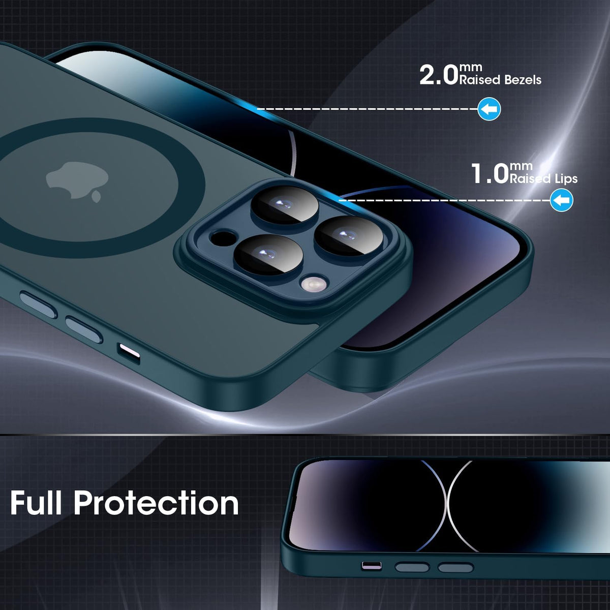 iPhone 15 Pro Max Hoesje - Blauw - Matte Armor MagSafe Back Cover