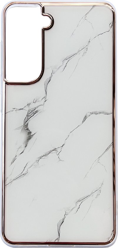 Samsung Galaxy S23 Plus Hoesje - Wit - Siliconen Marmer Back Cover