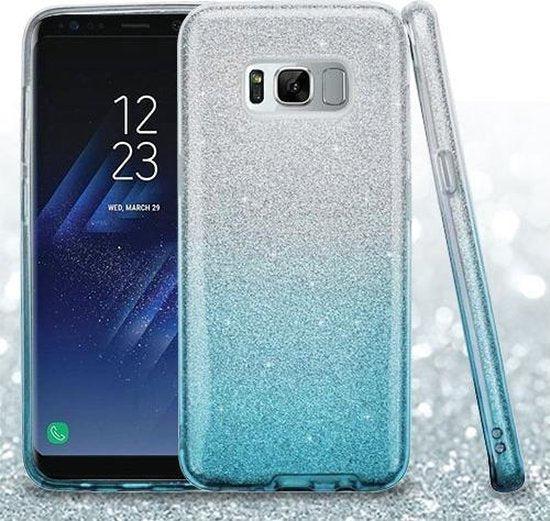 Samsung Galaxy S8 Hoesje - Zilver - Glitter Back Cover