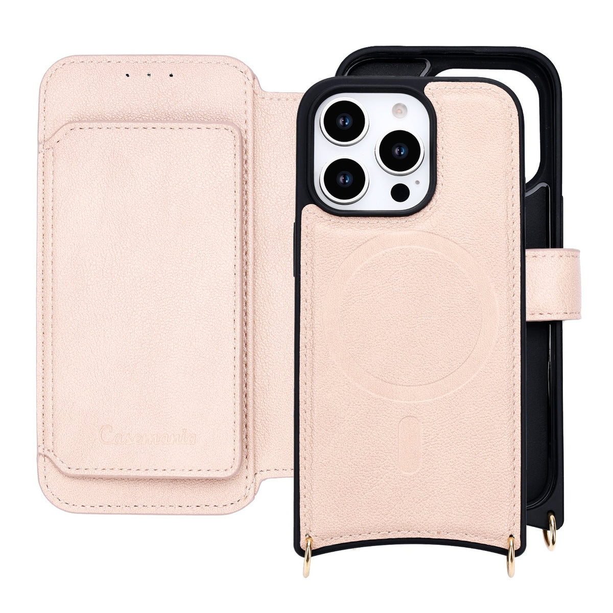 Apple iPhone 16 Pro Hoesje - Roze - CM Amsterdam Back Cover met Telefoonkoord