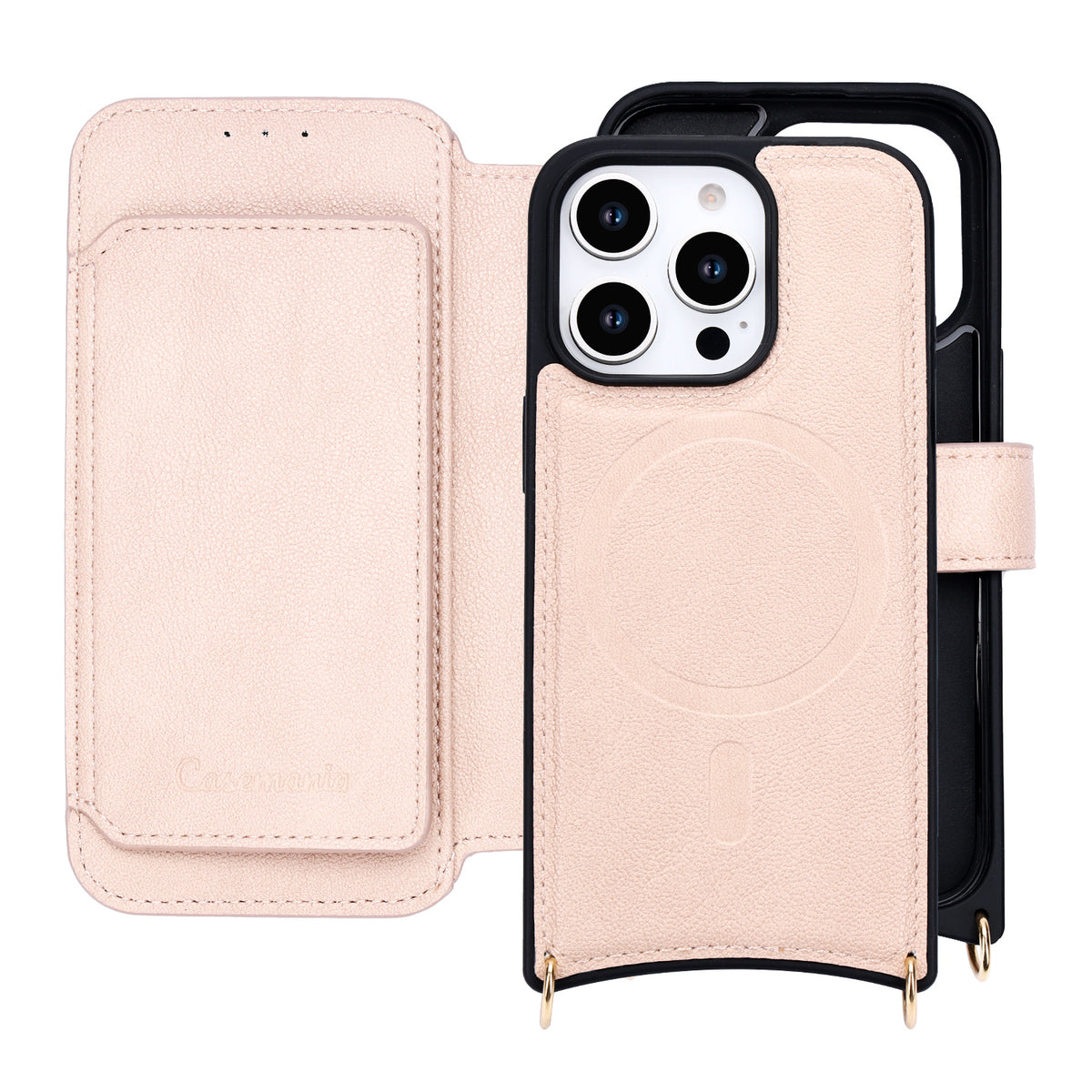 Apple iPhone 16 Pro Hoesje - Roze - 'Amsterdam' Magnetische Wallet Case met Pasjeshouders en