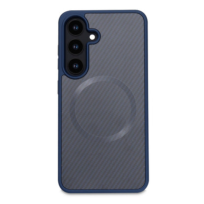 Samsung Galaxy S25 Hoesje - Blauw - Carbon MagSafe Back Cover