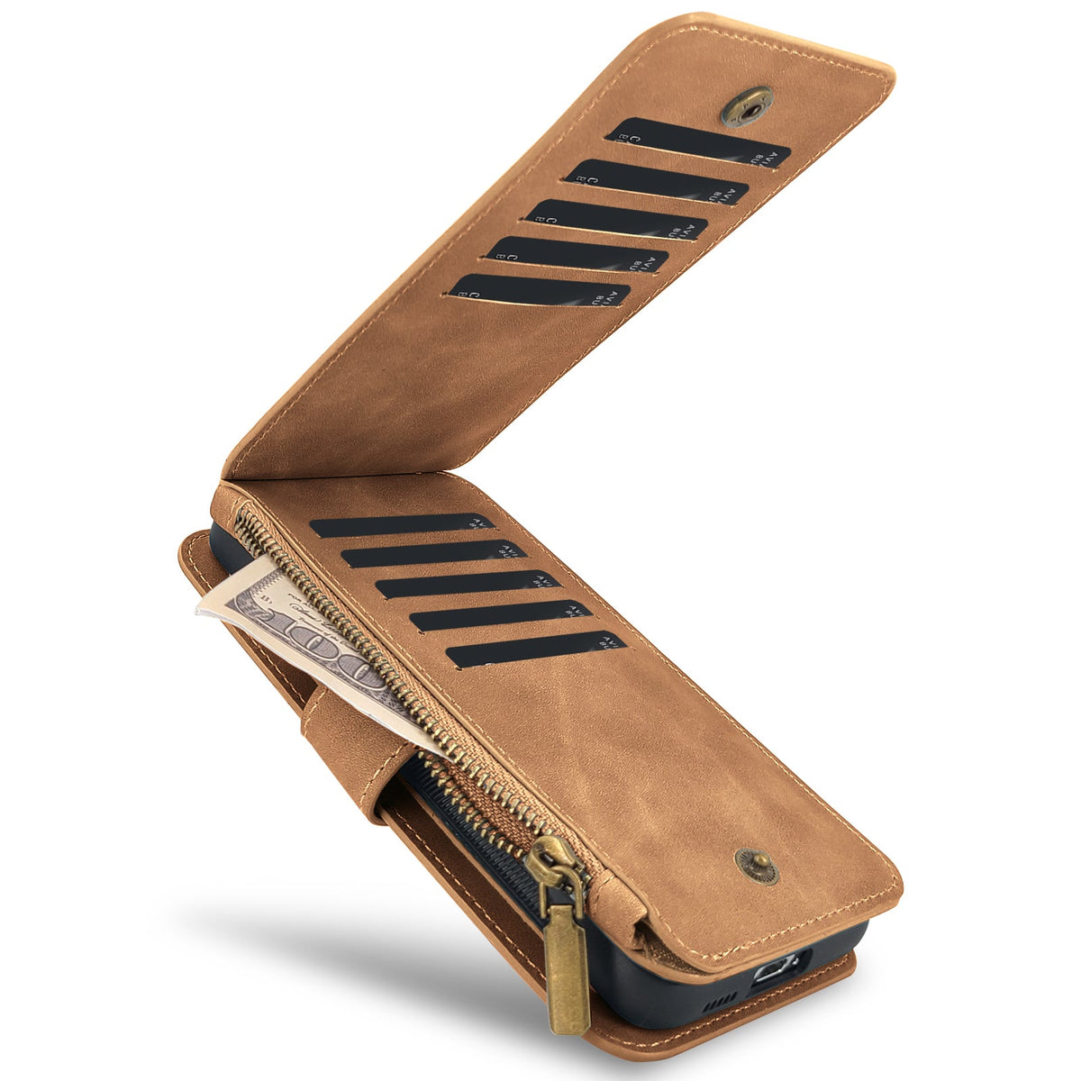 Samsung Galaxy S25 Ultra Hoesje - Sienna Brown - 2 in 1 Bookcase met Rits