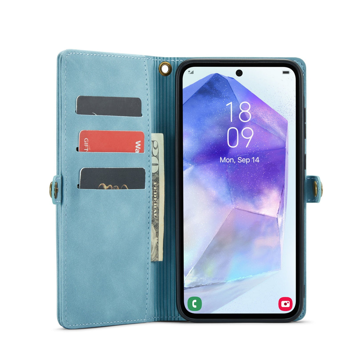 Samsung Galaxy S26 Hülle - Aqua Blau - 2-in-1 Bookcase mit 10 Kartenfächern