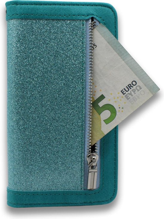 Samsung Galaxy S10 Hoesje - Turquoise - Luxe Bookcase met Rits
