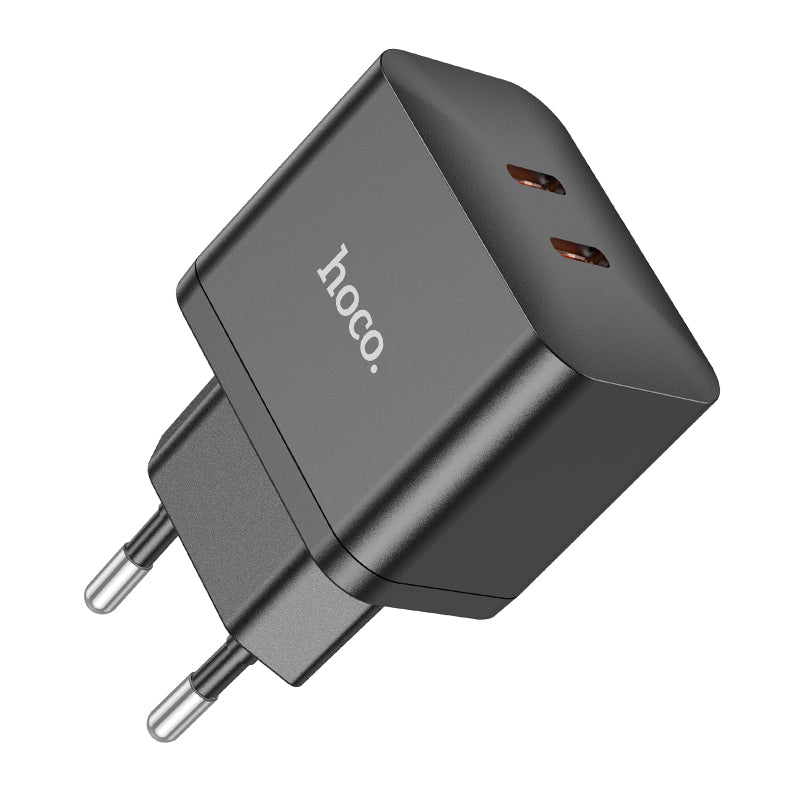Chargeur rapide Hoco 35W à 2 ports USB-C avec câble USB-C 1 m - Noir