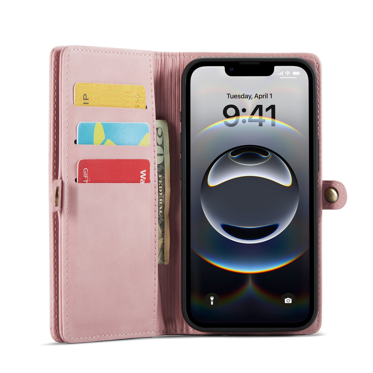 Apple iPhone 17e Hoesje - Pale Pink - 2 in 1 MagSafe Bookcase met 10 Kaart Vakken