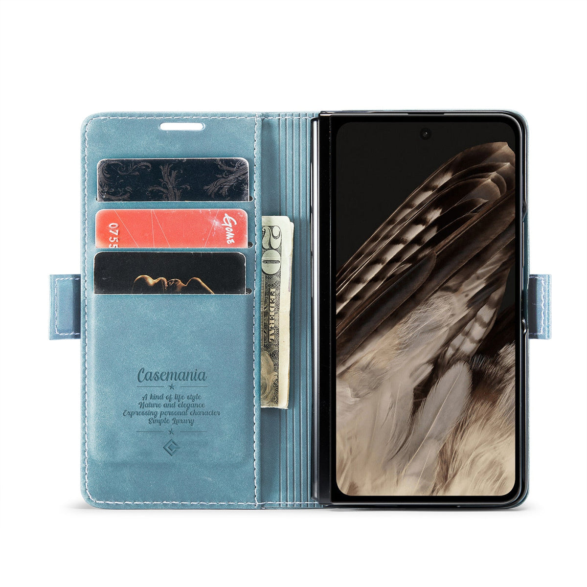 Google Pixel Fold Hülle - Aqua Blue - Klapphülle mit Kartenfach