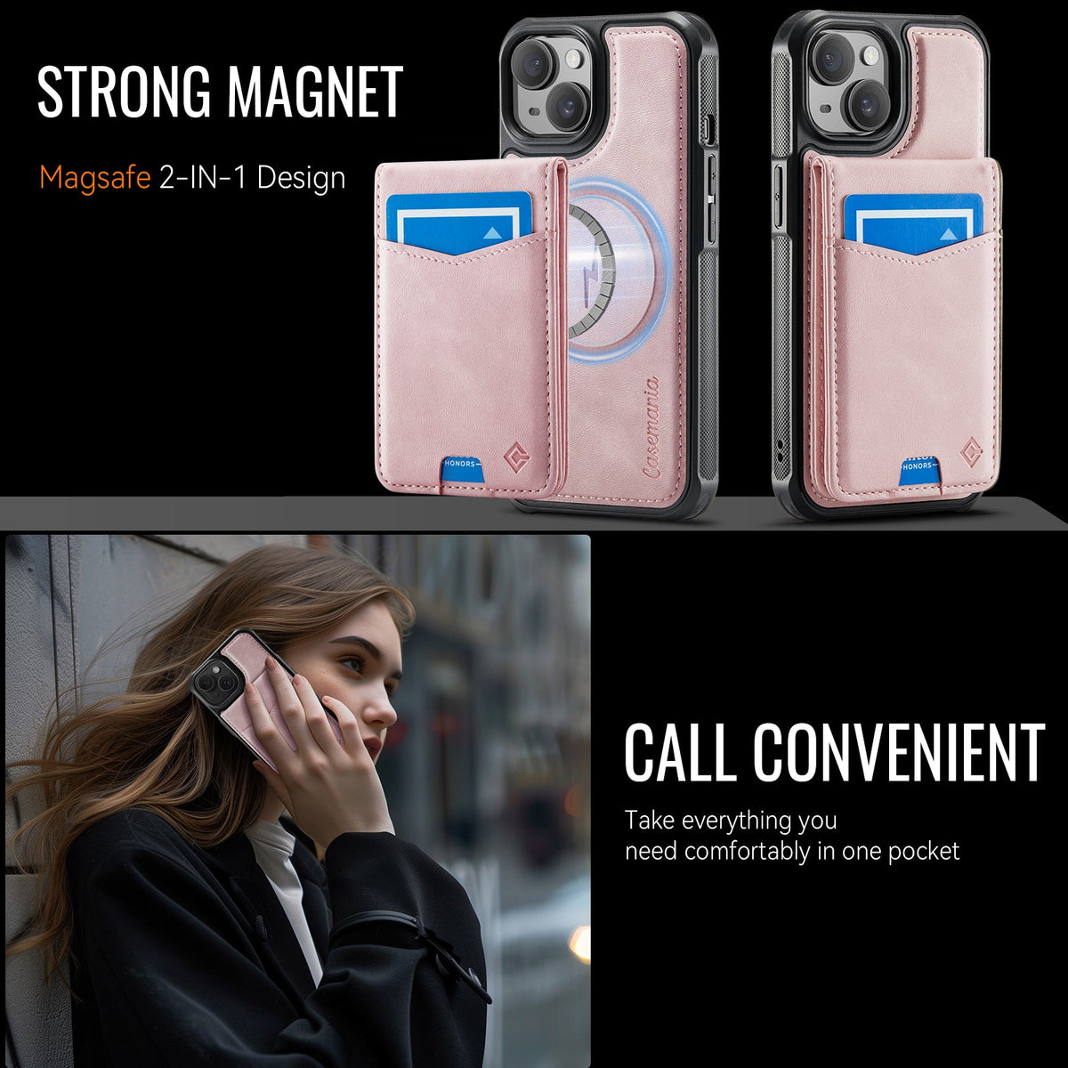 Apple iPhone 14 Case - Pale Pink - MagSafe Back Cover with Card Holder