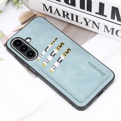 Samsung Galaxy A27 Case - Aqua Blue - Faux Leather Back Cover with Card Holder