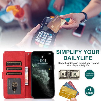 Apple iPhone 13 Pro Hoesje - Rood - Extra Stevige Luxe Bookcase met Rits en Vakken