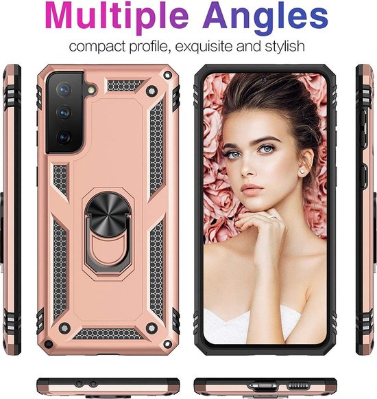 Samsung Galaxy S21 Plus Hoesje - Roségoud - Armor Kickstand Back Cover