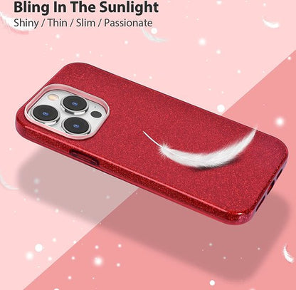 Apple iPhone 13 Pro Max Hoesje - Rood - Glitter MagSafe Back Cover