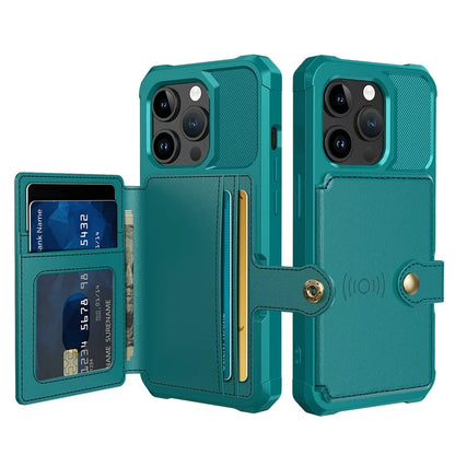 Apple iPhone 15 Pro Hoesje - Turquoise - Back Cover met Pasjeshouder