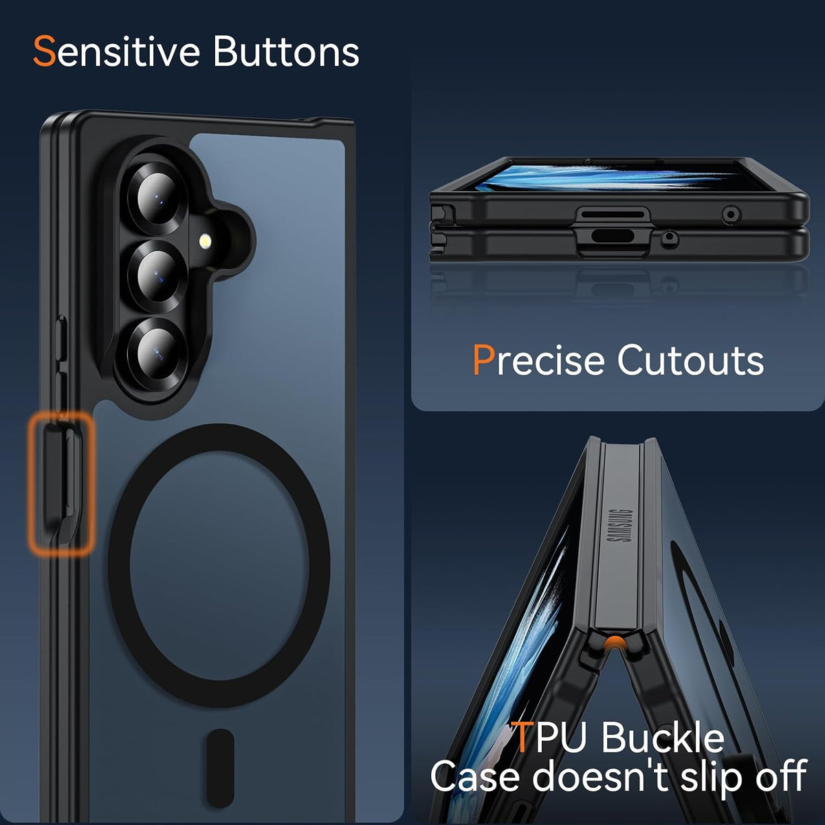 Samsung Galaxy Z Fold8 Ultra Hülle - Schwarz - Mattes Armor-MagSafe-Backcover