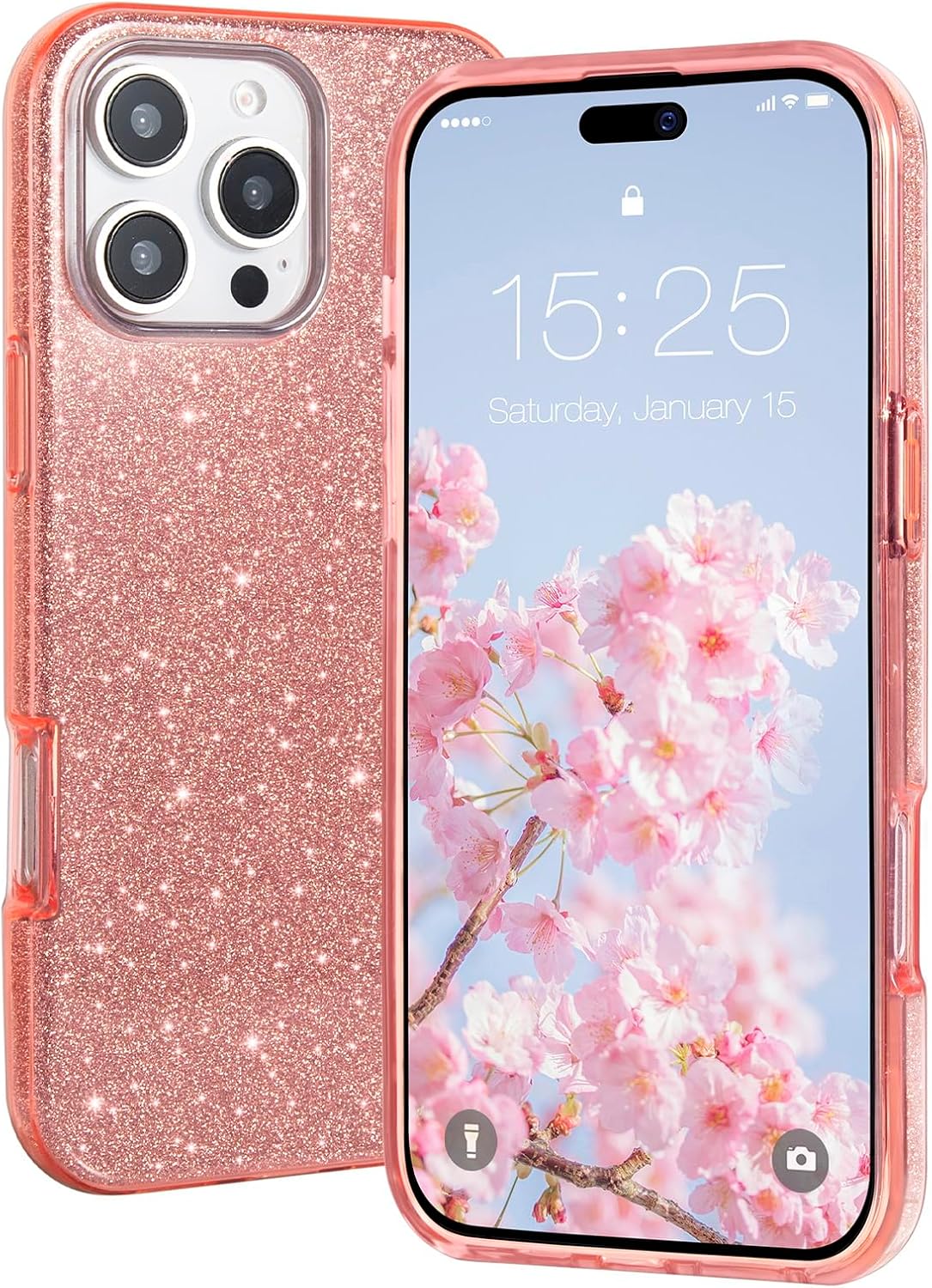 Apple iPhone 16 Pro Max Case - Pink - Glitter Back Cover