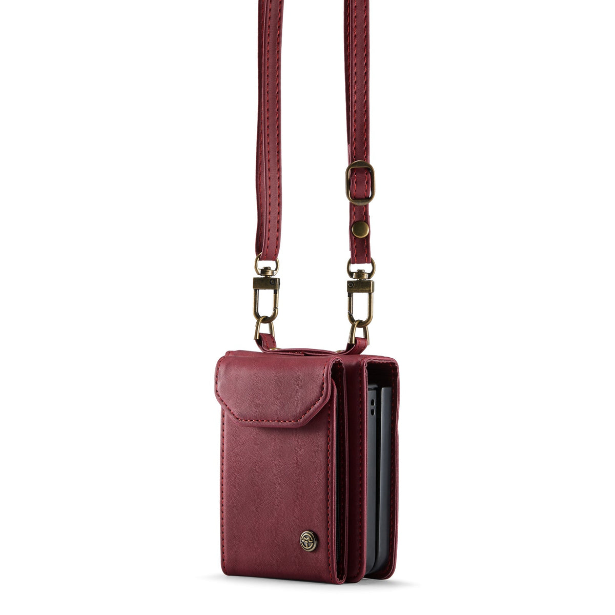 Samsung Galaxy Z Flip 7 Hoesje - Burgundy Red - Portemonnee Bookcase met Telefoonkoord