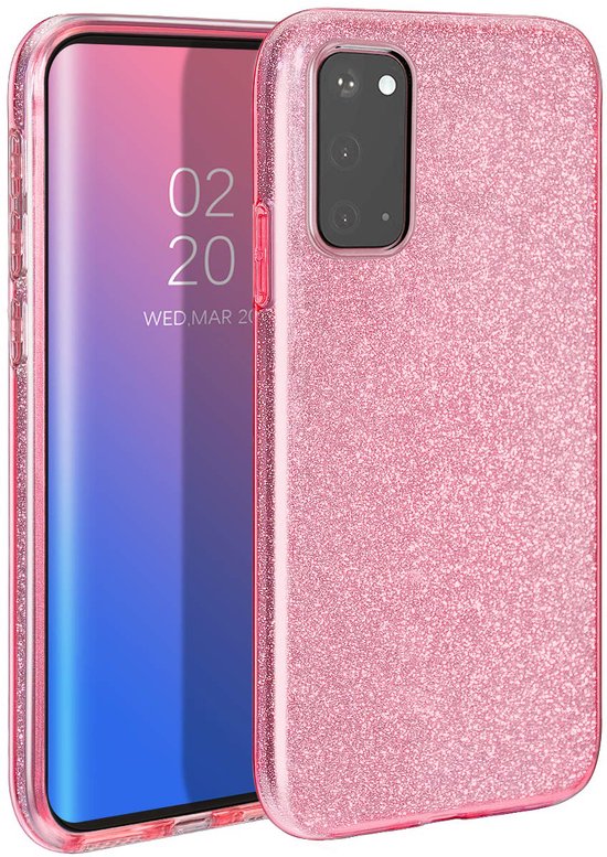 Samsung Galaxy A03 Hoesje - Roze - Glitter Back Cover